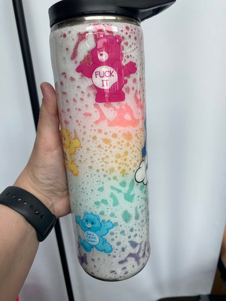 Rainbow SwearBear Glitter Tumbler **FREE SHIPPING