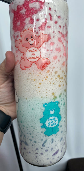 Rainbow SwearBear Glitter Tumbler **FREE SHIPPING