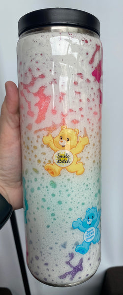 Rainbow SwearBear Glitter Tumbler **FREE SHIPPING