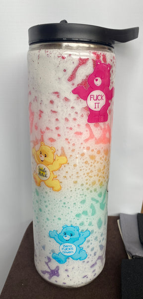 Rainbow SwearBear Glitter Tumbler **FREE SHIPPING