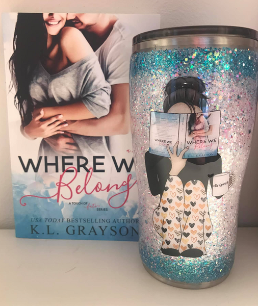 Custom Reading Girl Glitter Tumbler  **FREE SHIPPING
