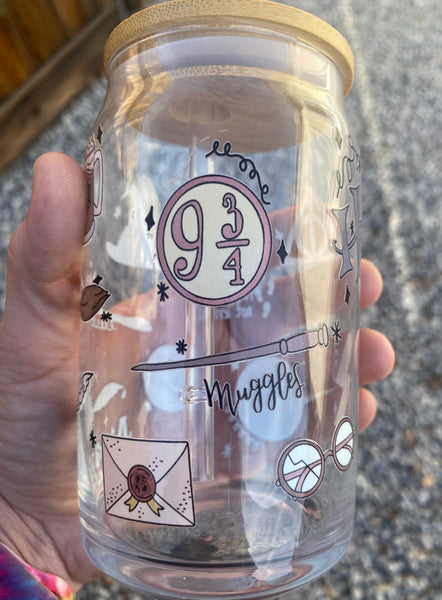 Wizard Glass Jar w Bamboo Lid and Straw