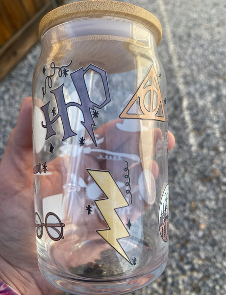 Wizard Glass Jar w Bamboo Lid and Straw