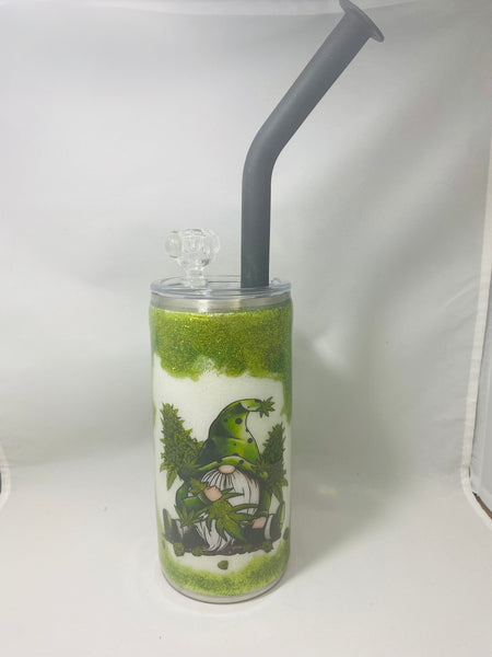 Glitter Gnome Tumbler Weed Marijuana Water Pipe **FREE SHIPPING