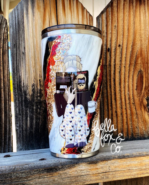 Custom Reading Girl Glitter Tumbler  **FREE SHIPPING