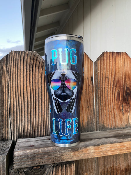 Pug Life Glitter Tumbler My Dog and I Talk Shit about you Hydrosport Bottle Sunglasses