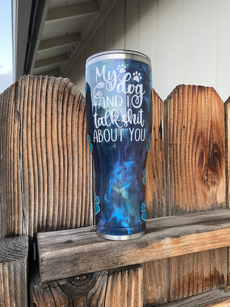 Pug Life Glitter Tumbler My Dog and I Talk Shit about you Hydrosport Bottle Sunglasses