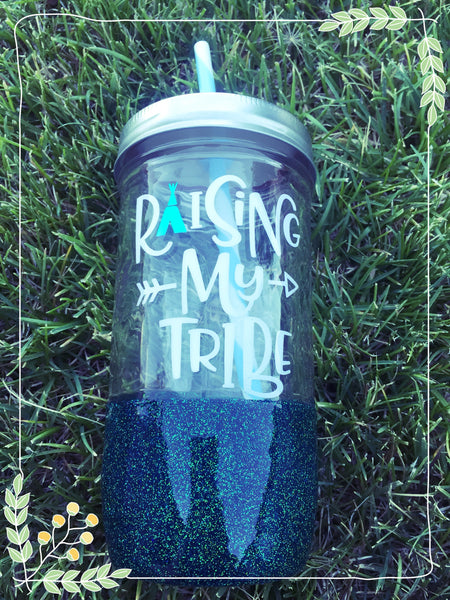 Glass Straw Glitter Jar Tumbler 24 oz Wide Mouth**FREE SHIPPING