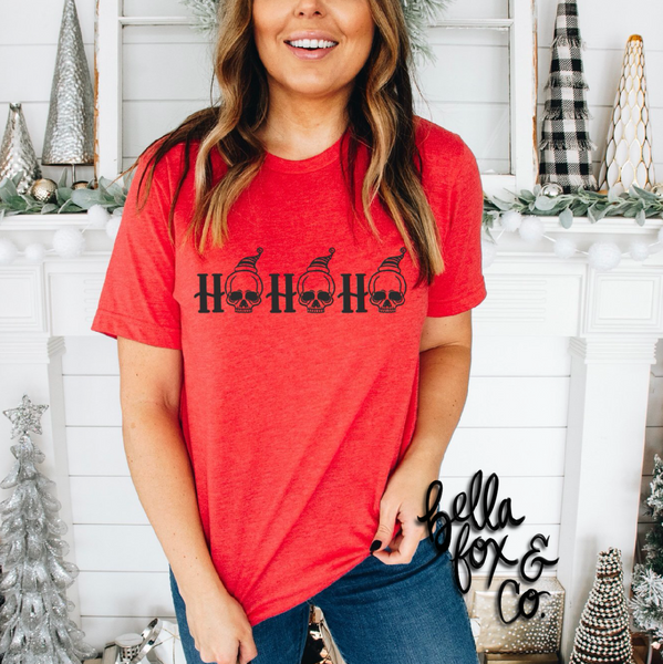 Ho Ho Ho Skull Holiday Christmas T-Shirt or Hoodie **FREE SHIPPING