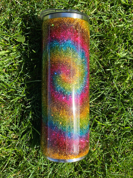 Tie Dye Glitter Tumbler **FREE SHIPPING