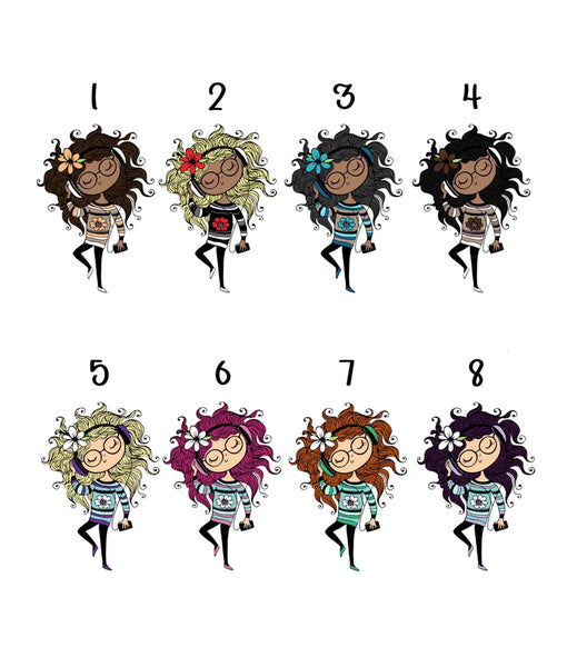 Music Girl w/ Headphones Keychain Custom Hair Purple Blonde Rainbow