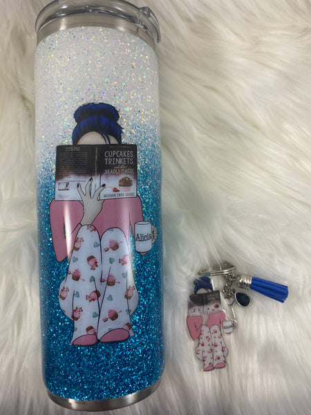 Custom Reading Girl Glitter Tumbler  **FREE SHIPPING