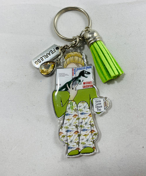 Reading Girl Keychain Custom Design