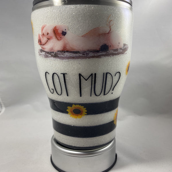 Got Mud Pig Sunflower Glitter Tumbler **FREE SHIPPING