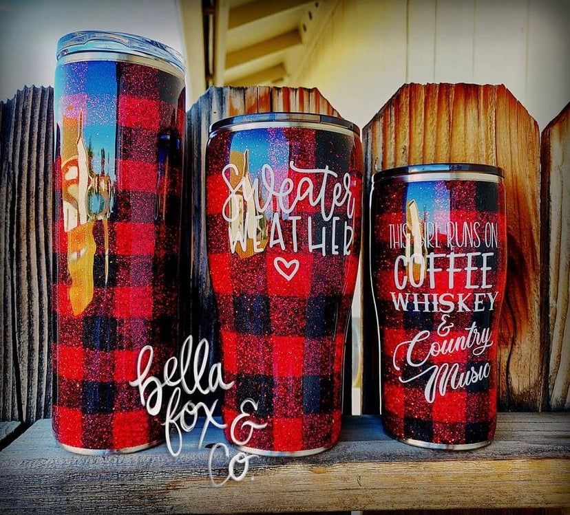 Buffalo Plaid Holiday Glitter Tumbler – Wicked Whiskey Designs