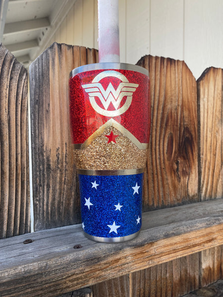 Super Hero Glitter Tumbler **FREE SHIPPING