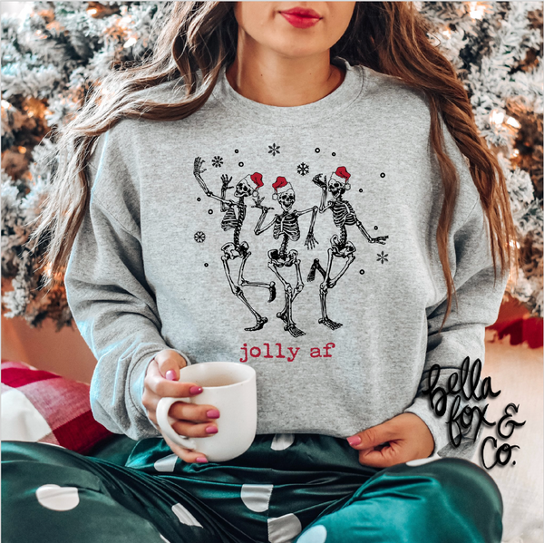 Jolly AF Christmas Dancing Skeletons T-Shirt or Hoodie ** FREE SHIPPING