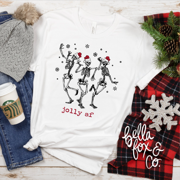 Jolly AF Christmas Dancing Skeletons T-Shirt or Hoodie ** FREE SHIPPING