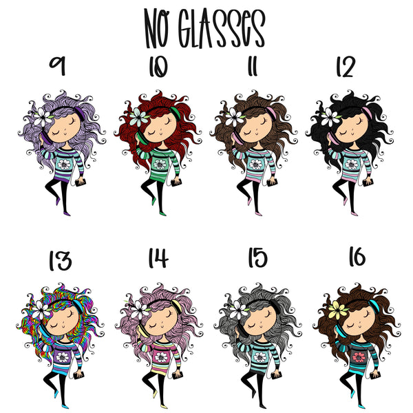 Music Girl w/ Headphones Keychain Custom Hair Purple Blonde Rainbow