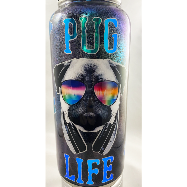 Pug Life Glitter Tumbler My Dog and I Talk Shit about you Hydrosport Bottle Sunglasses