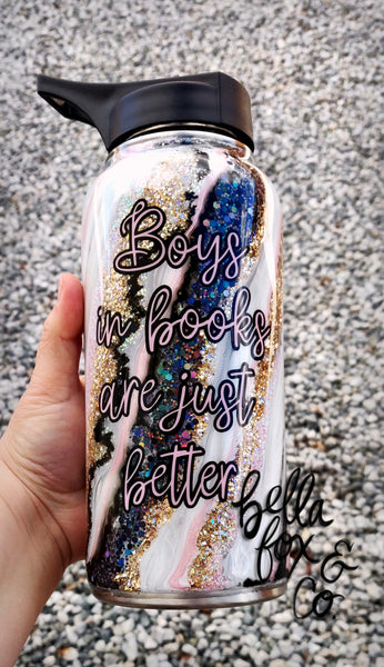 Custom Reading Girl Glitter Tumbler  **FREE SHIPPING