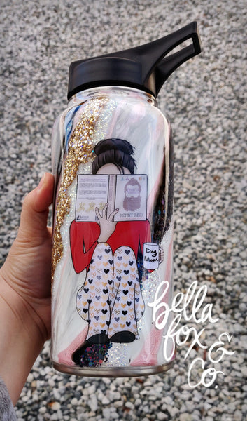 Custom Reading Girl Glitter Tumbler  **FREE SHIPPING