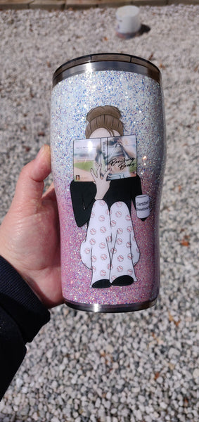 Custom Reading Girl Glitter Tumbler  **FREE SHIPPING