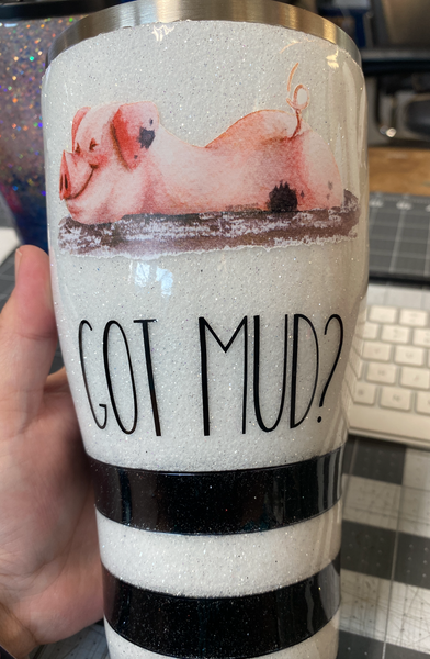 Got Mud Pig Sunflower Glitter Tumbler **FREE SHIPPING