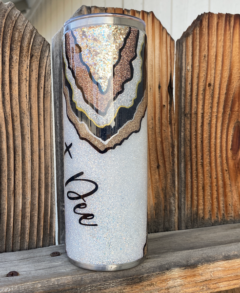 Custom Geoed Glitter Tumbler **FREE SHIPPING