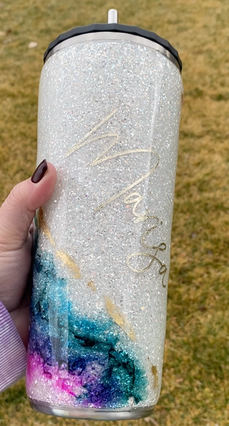 "The Mindie" Ink Glitter Tumbler**FREE SHIPPING