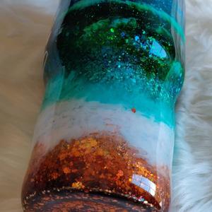 Custom Beach Glitter Tumbler The Beach is My Happy Place **FREE SHIPPING