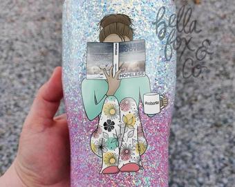 Custom Reading Girl Glitter Tumbler  **FREE SHIPPING