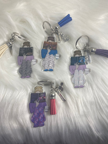 Reading Girl Mini Keychain Add on