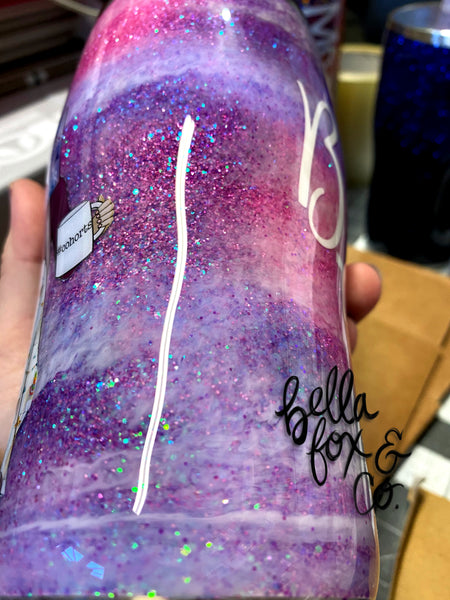 Custom Reading Girl Glitter Tumbler  **FREE SHIPPING