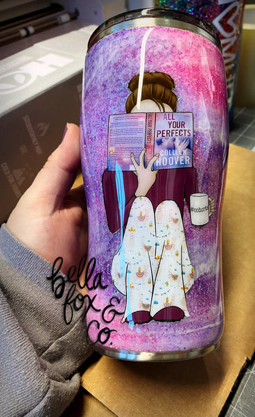 Custom Reading Girl Glitter Tumbler  **FREE SHIPPING