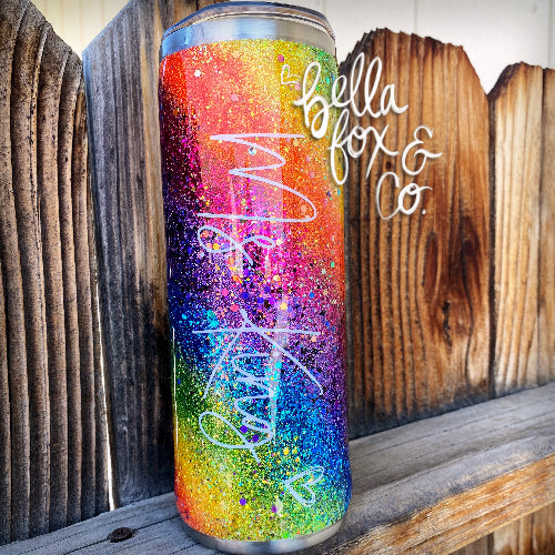 Rainbow Glitter Tumbler