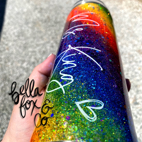 Rainbow Glitter Tumbler