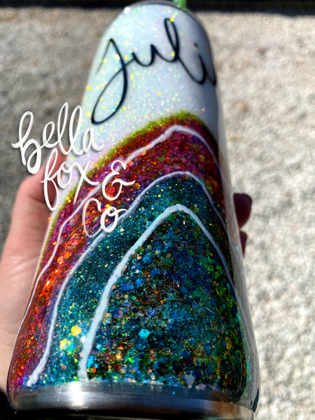 Custom Geoed Glitter Tumbler **FREE SHIPPING