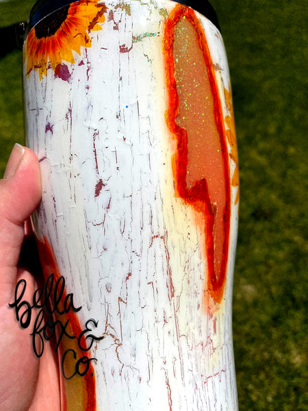Sunflower Crackle Glitter Tumbler