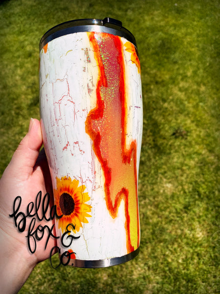 Sunflower Crackle Glitter Tumbler