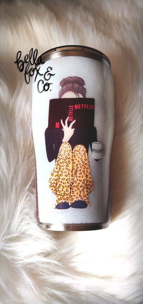 Custom Reading Girl Glitter Tumbler  **FREE SHIPPING