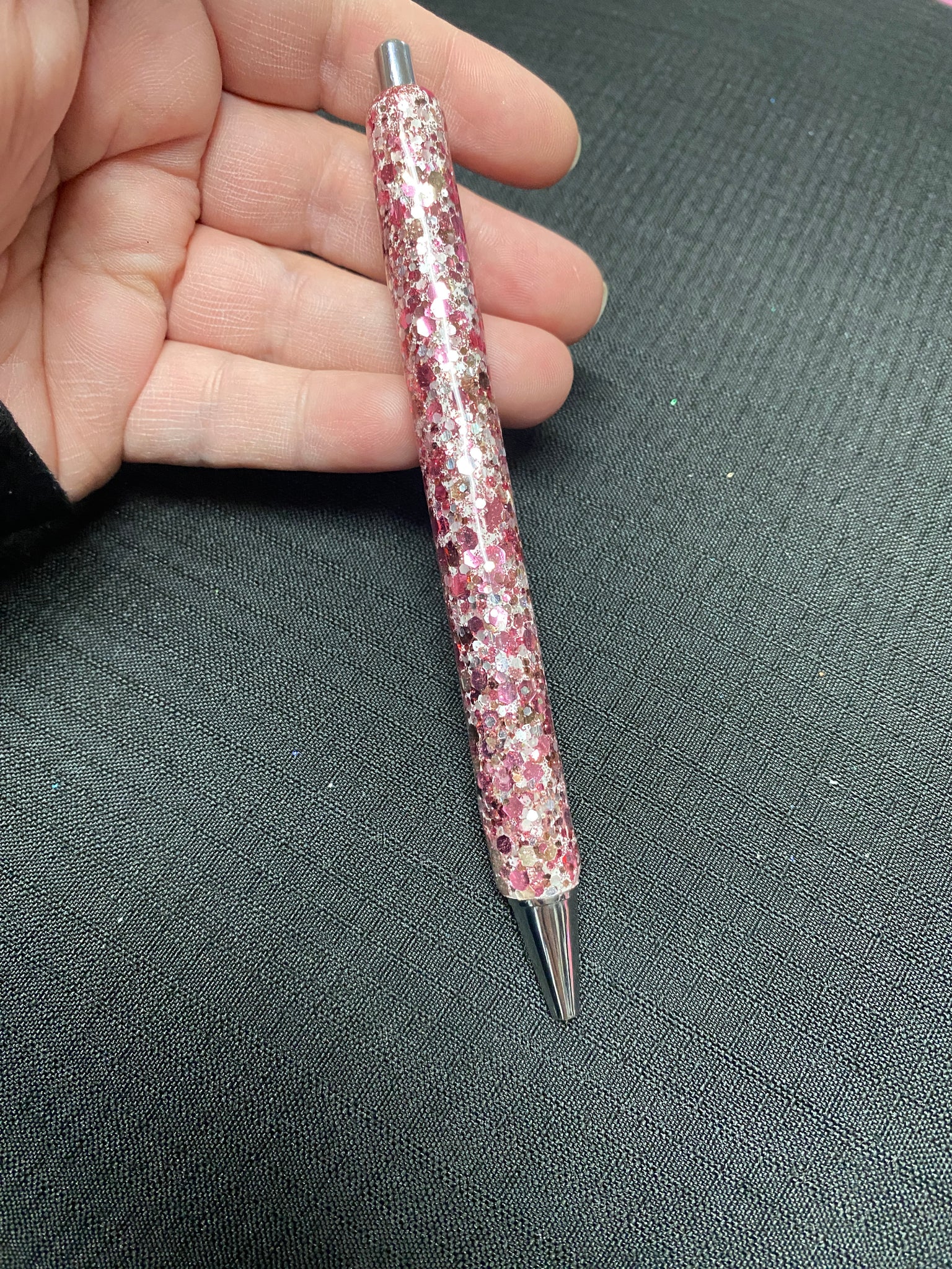 Flamingo Pink Glow Glitter Pens Custom