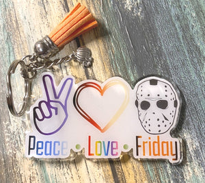 Peace Love Friday Jason Halloween Keychain