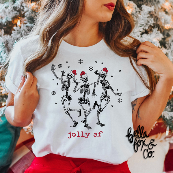 Jolly AF Christmas Dancing Skeletons T-Shirt or Hoodie ** FREE SHIPPING