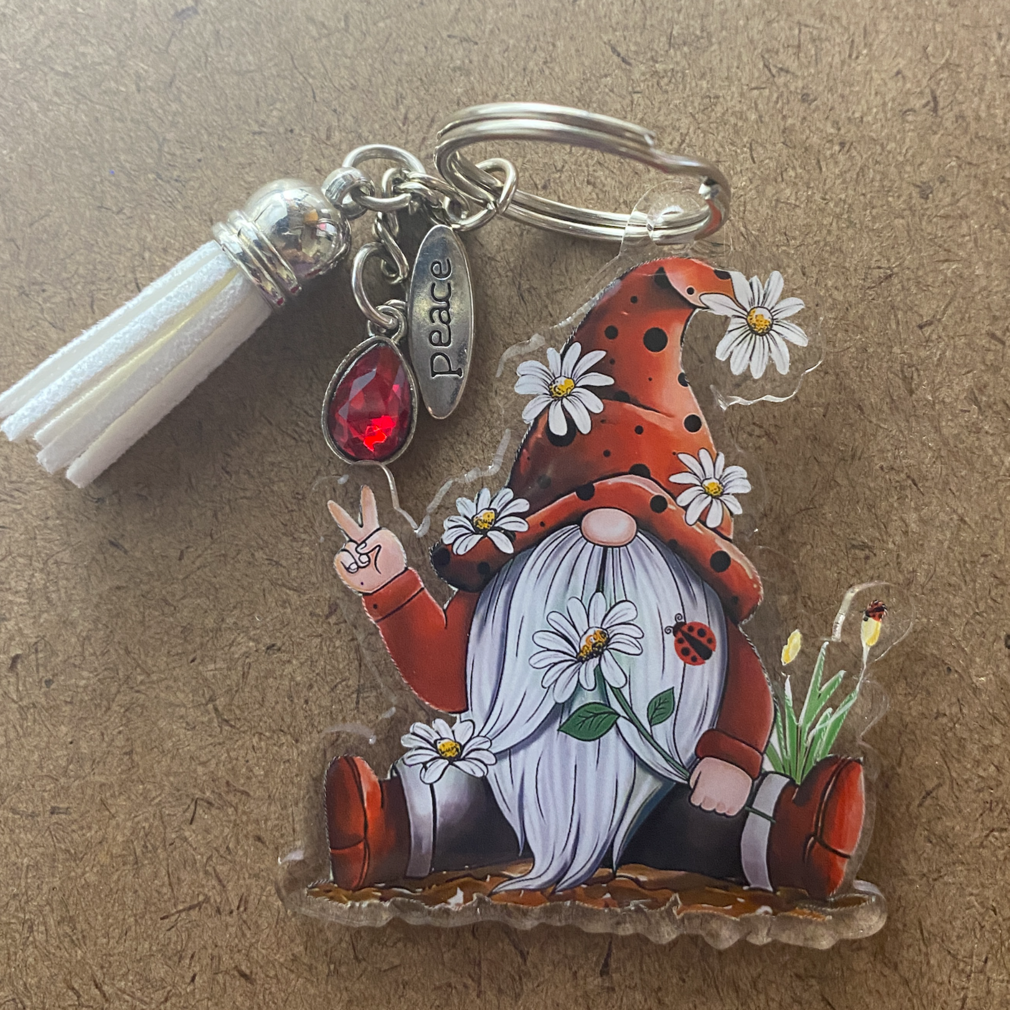 Ladybug Daisy Gnome Keychain **FREE SHIPPING