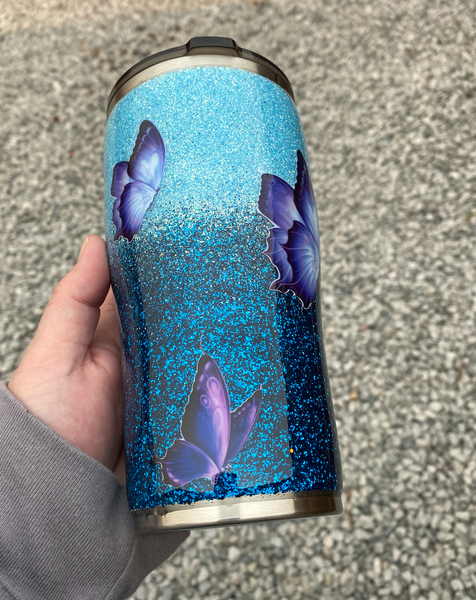 Customized Butterfly Glitter Tumbler **FREE SHIPPING