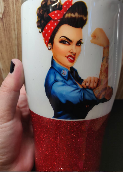 The Heather "We Can Do it" Glitter Tumbler