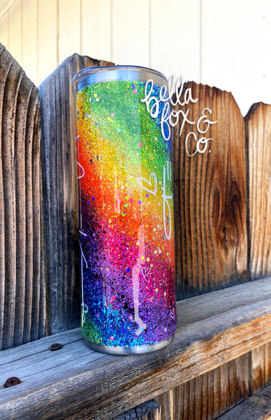 Rainbow Glitter Tumbler
